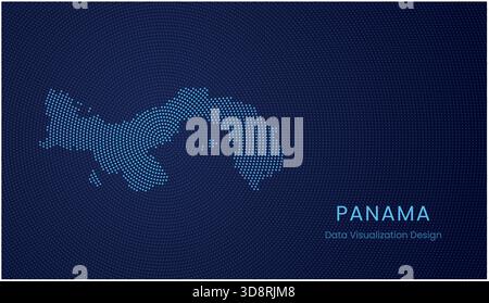 Panama stilisierte gepunktete Karte im modernen, zirkulären Data Tech Visualisierungskonzept. Stock Vektor