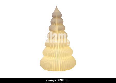 Leuchtende Weihnachtsbaumdekoration auf weißem Hintergrund Stockfoto