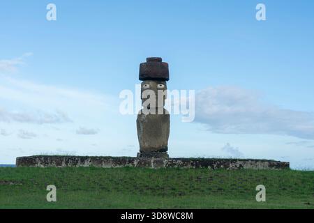 Moai Stutue, Ahu Tahai Zeremonialkomplex, Osterinsel, Rapa Nui, Chile. Stockfoto