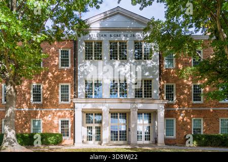 Winston-Salem, NC, 25. Oktober 2025: Greene Hall auf dem Campus der Wake Forest University. Stockfoto