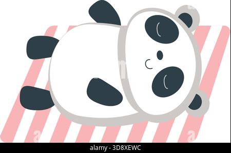 Panda am Sommerstrand Vektor Kawaii Tier Ikone Stock Vektor