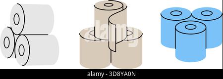 Toilettenpapierrollen. Toilettenpapier, Servietten, Tücher und andere Hygieneprodukte. Vektorabbildung Stock Vektor