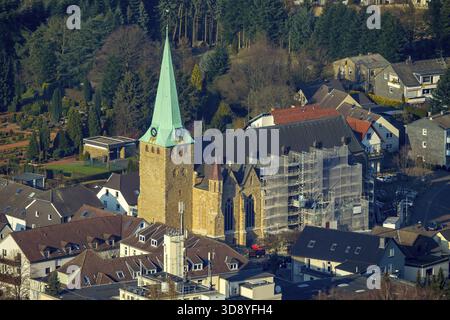 Renovierung des Niedergeringsten Doms, Domplatz Essener Straße, Hattingen, Ruhrgebiet, Nordrhein-Westfalen, Deutschland, DE, Europa, Luftaufnahme, bi Stockfoto