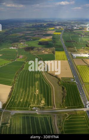 Gewerbegebiet InlogPark Hamm an der Stadtgrenze Boenen, Autobahn A2, Hamm, Ruhrgebiet, Nordrhein-Westfalen, Deutschland, Boenen, DE, Europa, Luft Stockfoto