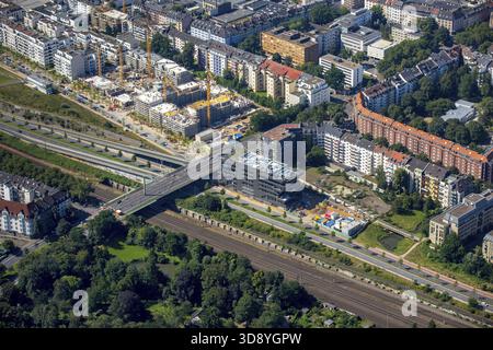 Toulouser Allee Yorckstrasse Bürogebäude, Wohnsiedlung an der Marc-Chagall-Straße, Maurice-Ravel-Park, Düsseldorf, Rheinland, Nordrhein Stockfoto