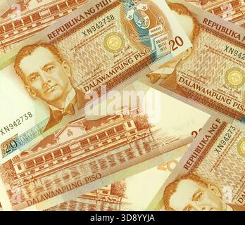 Philippinischer Geld-Peso-Banknoten Hintergrund Stockfoto