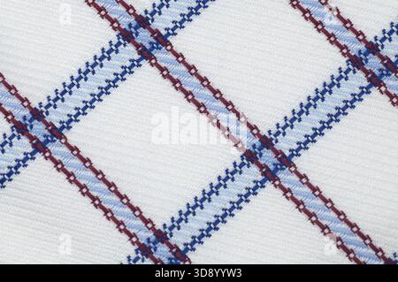 Makronahtloser, karierter blauer, roter und weißer Texturhintergrund mit Stoffmuster Stockfoto