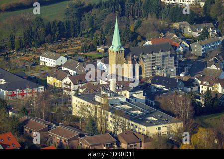 Renovierung des Niedergeringsten Doms, Domplatz Essener Straße, Hattingen, Ruhrgebiet, Nordrhein-Westfalen, Deutschland, DE, Europa, Luftaufnahme, bi Stockfoto