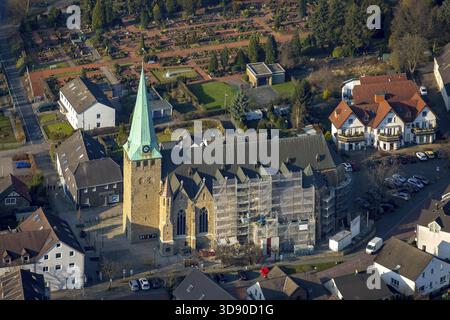 Renovierung des Niedergeringsten Doms, Domplatz Essener Straße, Hattingen, Ruhrgebiet, Nordrhein-Westfalen, Deutschland, DE, Europa, Luftaufnahme, bi Stockfoto