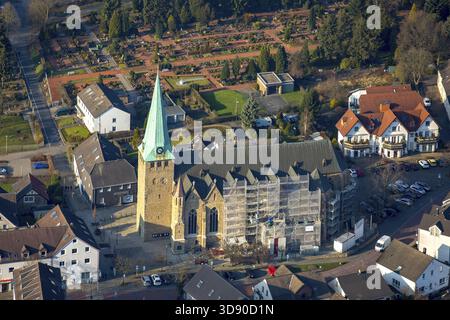 Renovierung des Niedergeringsten Doms, Domplatz Essener Straße, Hattingen, Ruhrgebiet, Nordrhein-Westfalen, Deutschland, DE, Europa, Luftaufnahme, bi Stockfoto