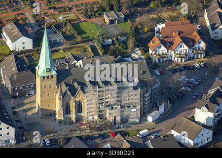 Renovierung des Niedergeringsten Doms, Domplatz Essener Straße, Hattingen, Ruhrgebiet, Nordrhein-Westfalen, Deutschland, DE, Europa, Luftaufnahme, bi Stockfoto
