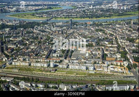Wohnsiedlung an der Marc-Chagall-Straße, Maurice-Ravel-Park, Düsseldorf, Rheinland, Nordrhein-Westfalen, Deutschland, DE, Europa, Luftaufnahme Stockfoto