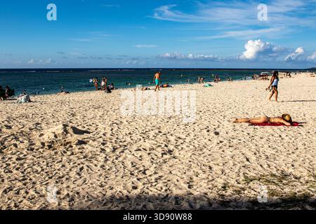 Flic en FLAC ist ein langer, beliebter Strand an der Westküste von Mauritius Stockfoto