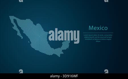 Mexiko-Umrisskarte mit konzentrischen Kreisen auf dunklem Hintergrund Stock Vektor