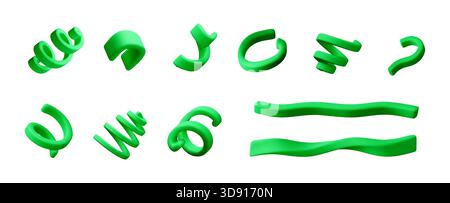 3D-Rendering von grünen abstrakten Konfetti-Formen Stock Vektor