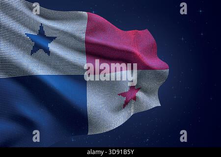 Panama-gepunktete LED-Flagge winkt gegen den Nachthimmel mit futuristischem Effekt Stock Vektor