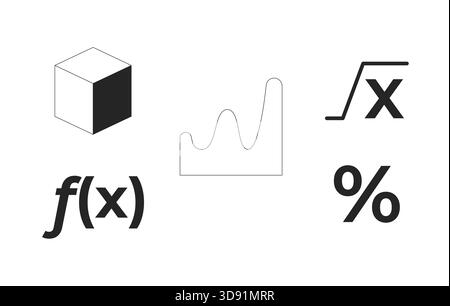 2D-Linienobjektset für mathematische und Flächendiagramme Stock Vektor