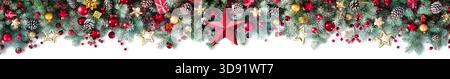Weihnachtsbanner - Border Decoration Mit Tannenzweigen Und Stern Stockfoto