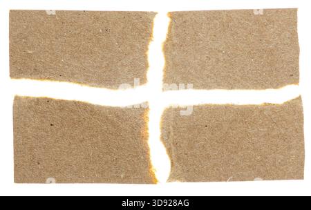 Zerrissenes Papier auf weißem Hintergrund Stockfoto