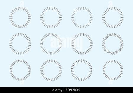 Dekorative Weihnachten, botanischer Neujahrskranz, Girlande. Minimalistischer skandinavischer Rundlinienvektorrahmen für Karte, soziale Medien, Einladung Stock Vektor