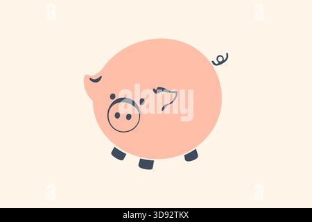 Niedliche Schweinebank Vektor-Illustration Stock Vektor
