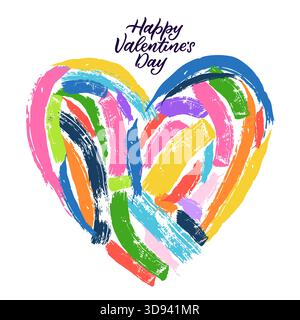 Vektor lebendige Aquarellherz handgemalte Illustration. Helles romantisches Design für Valentinskarten, Banner mit Liebesmotiven, Poster, Weihnachtseinladungen Stock Vektor
