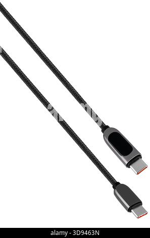 Elegantes Typ-C-Kabel unterstützt Hochgeschwindigkeits-Dateiübertragung zwischen Geräten. Stockfoto