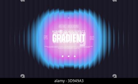 Abstrakter Verlaufshintergrund mit Glasverschiebungseffekt von lila blau irisierenden Farben, holographischer Kreis mit Neonrippeneffekt, Fett-Dynamik Stock Vektor