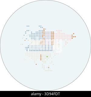 Gepunktete USA-Karte Illustration – Moderne Pixel Punkt Vereinigte Staaten Karte im minimalen kreisförmigen Design, abstrakte geografische Infografik Stock Vektor