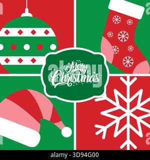 Minimalistische Vektor-Illustration Set von Weihnachten für soziale Medien, Cover, Hintergründe, Banner, Poster Stock Vektor