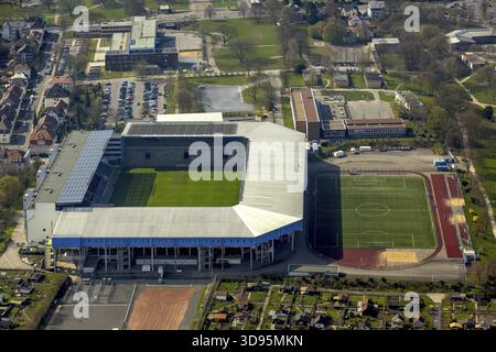Stadion des Bundesliga-Vereins DSC Arminia Bielefeld, des deutschen Sportvereins Arminia Bielefeld e. V., der Schueco Arena, traditionell Bielefelder Alm oder Alm Stockfoto