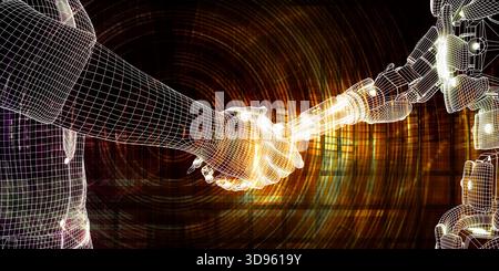 Automation Revolution Machines Helping Human As Business Technology Concept Stockfoto