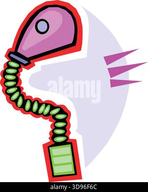 Eine abstrakte Vektor-Illustration zeigt ein Gasmasken-Werkzeug in einem Zeichentrickstil Stock Vektor