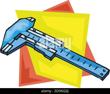 Eine abstrakte Vektorabbildung zeigt ein Caliper-Werkzeug in einem Zeichentrickstil Stock Vektor