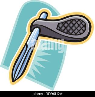 Eine Illustration eines Schraubenziehers mit grauem Griff und blauem Schaft im Zeichentrickstil Stock Vektor