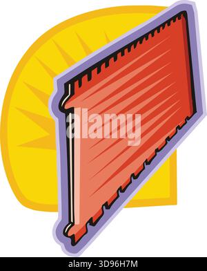 Eine abstrakte Vektor-Illustration zeigt eine Handsäge im Cartoon-Stil Stock Vektor