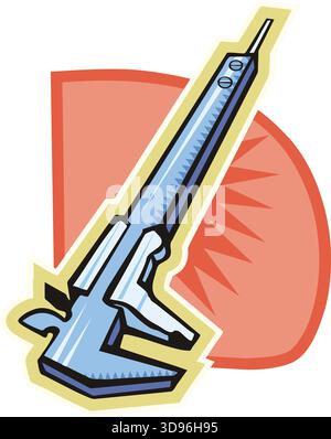 Eine Illustration eines verstellbaren Messschiebers mit blauem Körper im Cartoon-Stil Stock Vektor