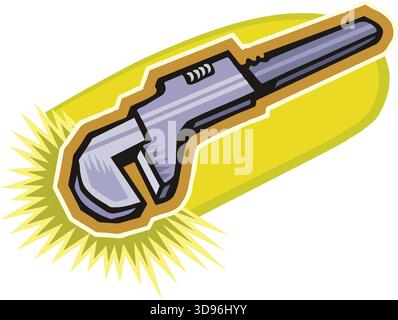 Eine Illustration eines verstellbaren Schraubenschlüssels mit Metallic-Oberfläche im Cartoon-Stil Stock Vektor