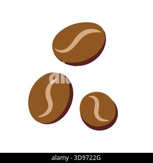 Kaffeebohnen auf weißem Hintergrund für Verpackung, Branding und Logo. Handgezeichnete Zeichentrickzeichnung. Vektor. Flaches Design Stock Vektor