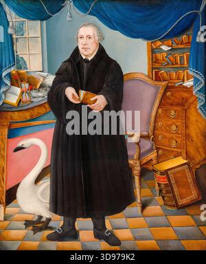 Martin Luther (1483–1546), deutscher Priester, Theologe und wegweisende Figur der Evangelischen Reformation, Porträtmalerei in Öl auf Leinwand Friedrich Kemmelmeyer zugeschrieben, um 1800 Stockfoto