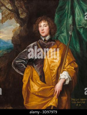 Philip Wharton, Lord Wharton, 4. Baron Wharton (1613–1696), englischer Aristokrat, Soldat, Politiker und Diplomat 19 Jahre alt. Ein Parlamentarier während des Englischen Bürgerkriegs, Portraitgemälde in Öl auf Leinwand von Sir Anthony van Dyck, 1632 Stockfoto