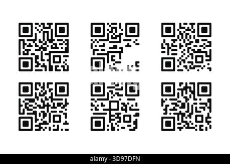 Sammlung von Quick Response QR-Code-Designs für Scananwendungen Stock Vektor