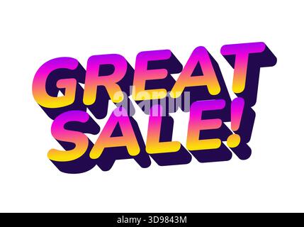 Eine lebendige und farbenfrohe Grafik mit dem Text „Great Sale!“ In auffälliger, stilisierter Typografie mit Verlaufseffekt. Stock Vektor