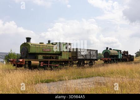 Außer Betrieb gesetzte Züge im Big Pit National Coal Museum Stockfoto