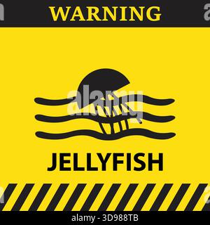 Warnsymbol für Quallen auf gelbem Hintergrund Stock Vektor