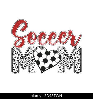 Schlichte schwarze „Soccer Coach“-Typografie mit Schriftunterstrich, kleinem Herz und Fußball-Ikone, minimalistisches Sportcoach-Logo für T-Shirts, Kapuze Stock Vektor