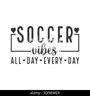 Schlichte schwarze „Soccer Coach“-Typografie mit Schriftunterstrich, kleinem Herz und Fußball-Ikone, minimalistisches Sportcoach-Logo für T-Shirts, Kapuze Stock Vektor