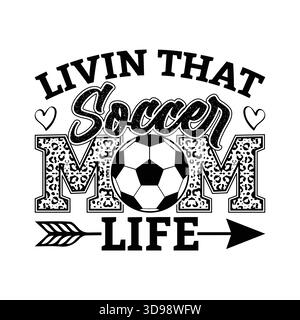 Schlichte schwarze „Soccer Coach“-Typografie mit Schriftunterstrich, kleinem Herz und Fußball-Ikone, minimalistisches Sportcoach-Logo für T-Shirts, Kapuze Stock Vektor