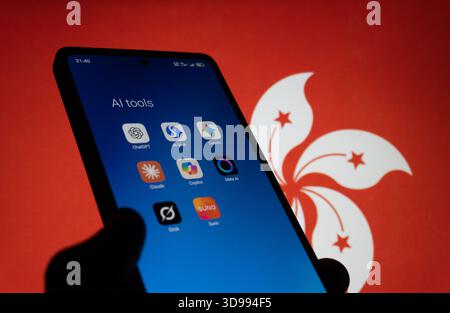 KI Tools Apps und Hongkong. Das redaktionelle Foto wurde aufgenommen: Baku, Aserbaidschan. 29.11.2025. Stockfoto