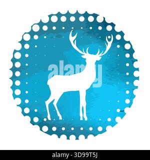 Weihnachtshirsch-Handzeichnung. Nicht AI. Vektorabbildung Stock Vektor